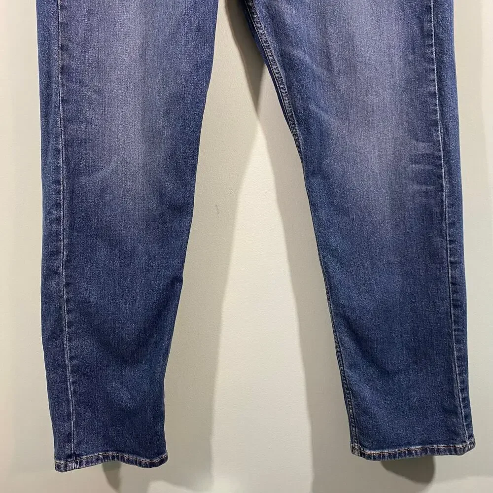Levi's Men Blue Medium Wash 505 Regular Fit Straight Leg Jeans Size 38 x 32
